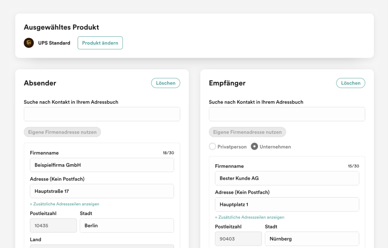 Sendify ist gemacht für den Versand in Unternehmen. Adressbuch, Favoriten und Zahlung per Rechnung bieten echten Produktivitätsgewinn.