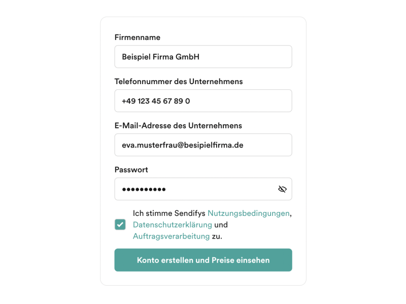 Registrieren Sie Ihr Unternehmen kostenfrei bei Sendify um Pakete und Paletten günstig zu versenden