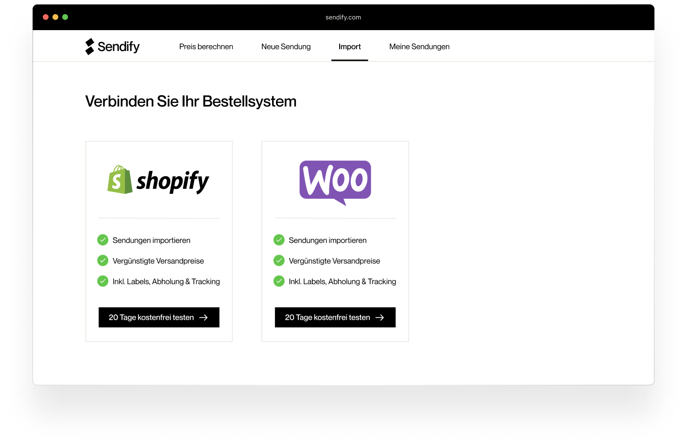 Shopify und WooCommerce Integration zur Versandabwicklung